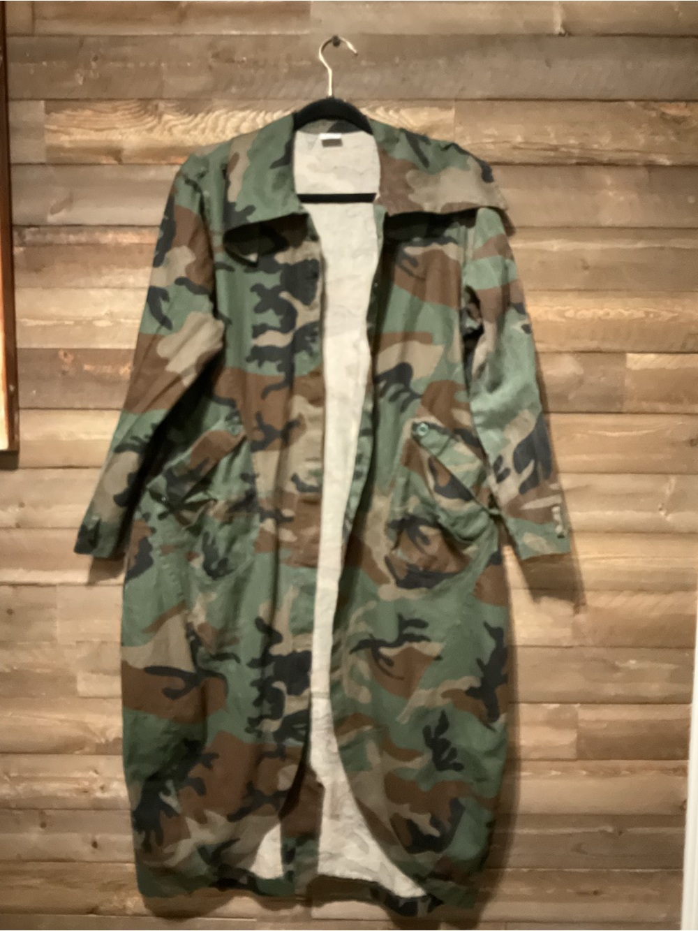 Women’s Camoflauge Long Trench Coat Duster Jacket Size XL